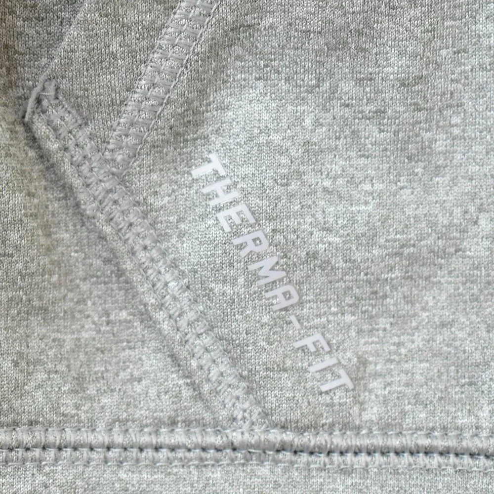 NIKE Hoodie Sweatshirt Pullover Mens M Therma Fit Gray Spell Out Fleece Athletic
